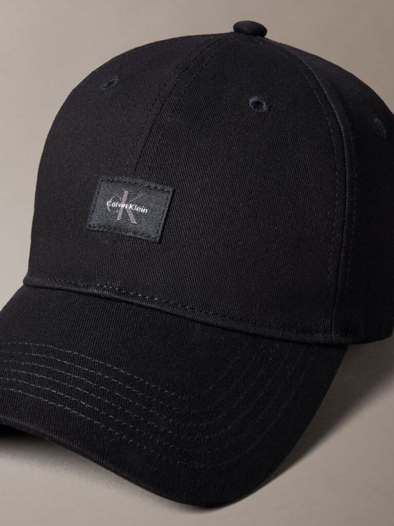 Black Monogram Woven Patch Cap  Men