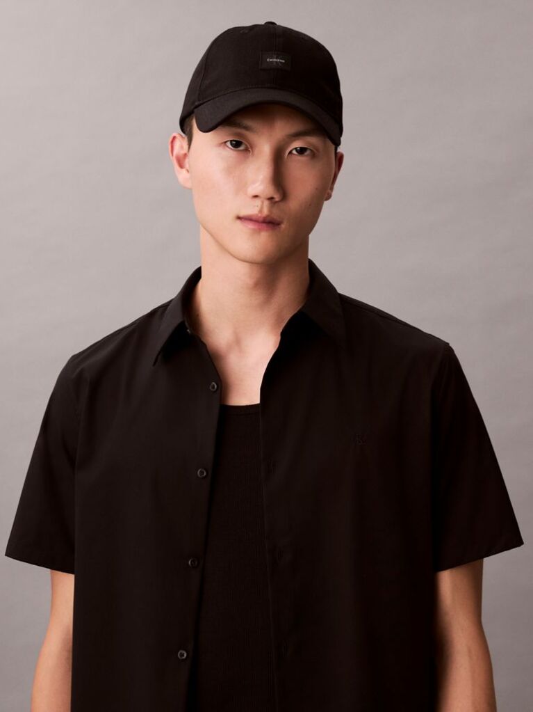 Black Monogram Woven Patch Cap  Men