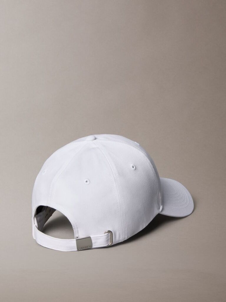White Monogram Woven Patch Cap  Men