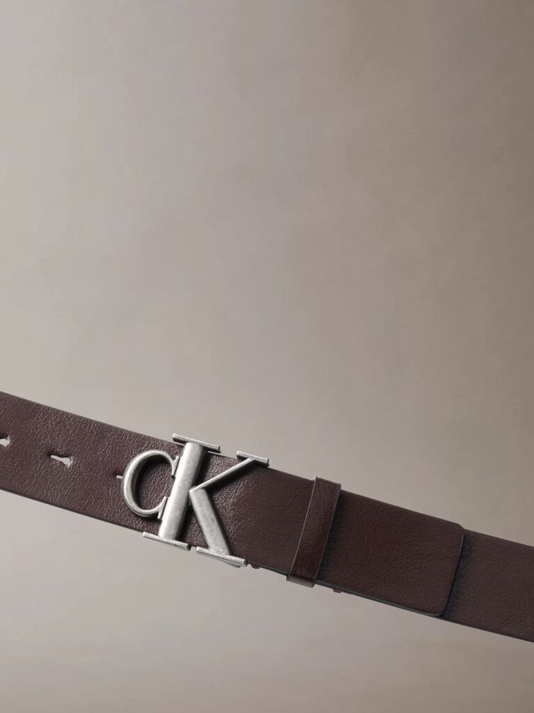 Brown Full Grain Leather Logo Belt  Men