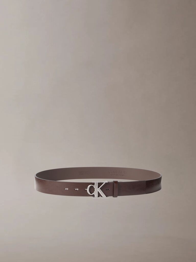 Brown Full Grain Leather Logo Belt  Men