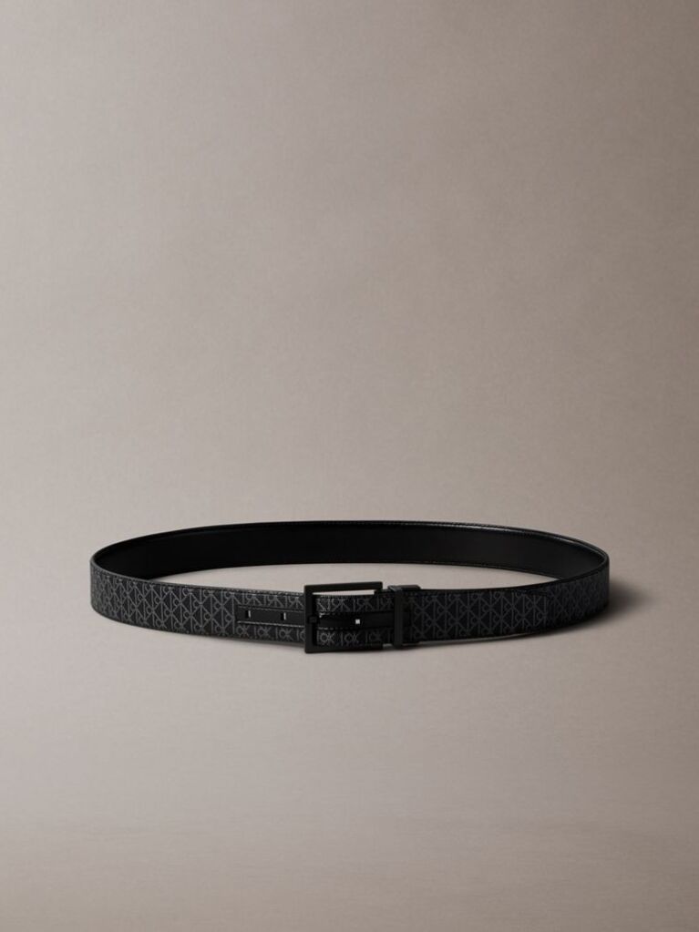 Black Reversible Emblem Logo Belt  Men