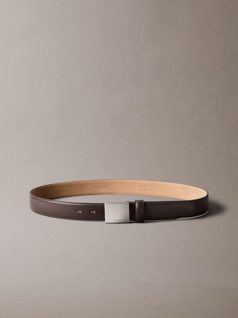 Multi Full Grain Leather Plaque Buckle Belt  Men