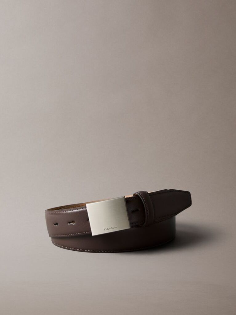 Multi Full Grain Leather Plaque Buckle Belt  Men
