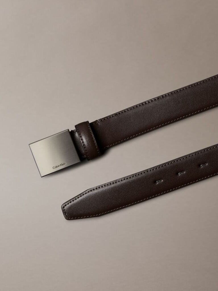 Multi Full Grain Leather Plaque Buckle Belt  Men