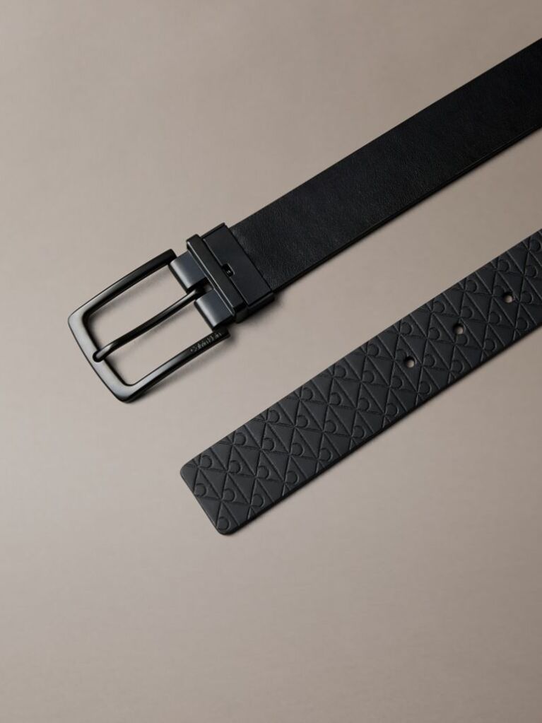 Black Reversible Full-Grain Leather Belt  Men