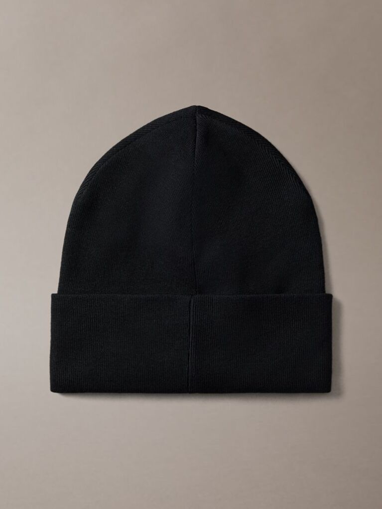 Black Signature Logo Beanie  Men