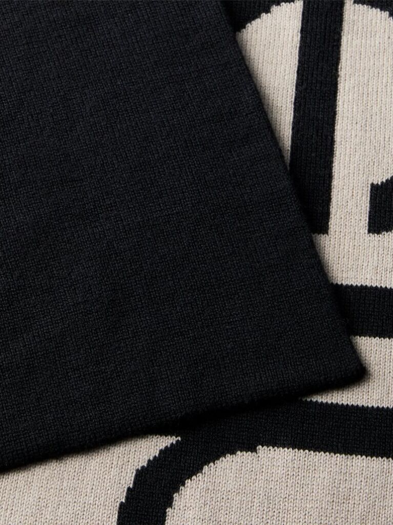Black Wool Cashmere Blend Scarf  Men