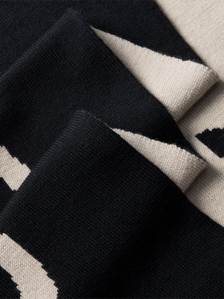 Black Wool Cashmere Blend Scarf  Men