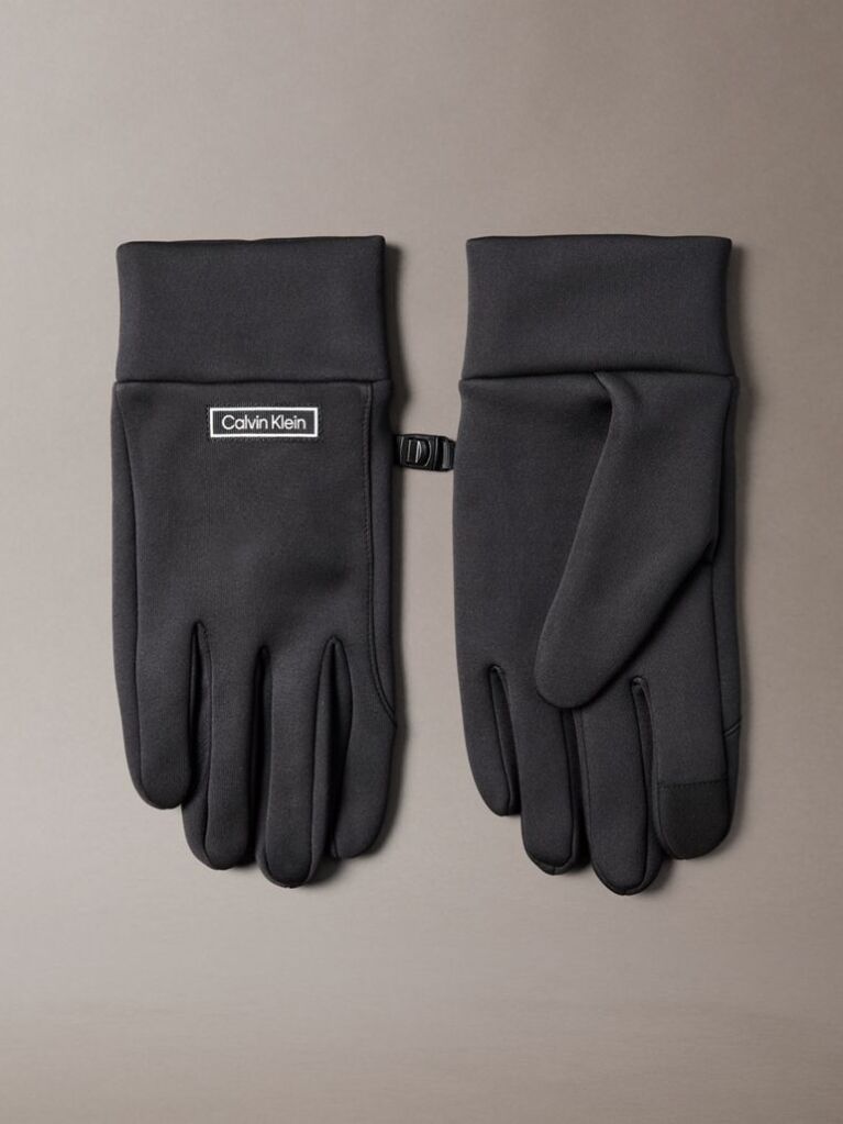 Black Technical Stretch Touchscreen Gloves  Men