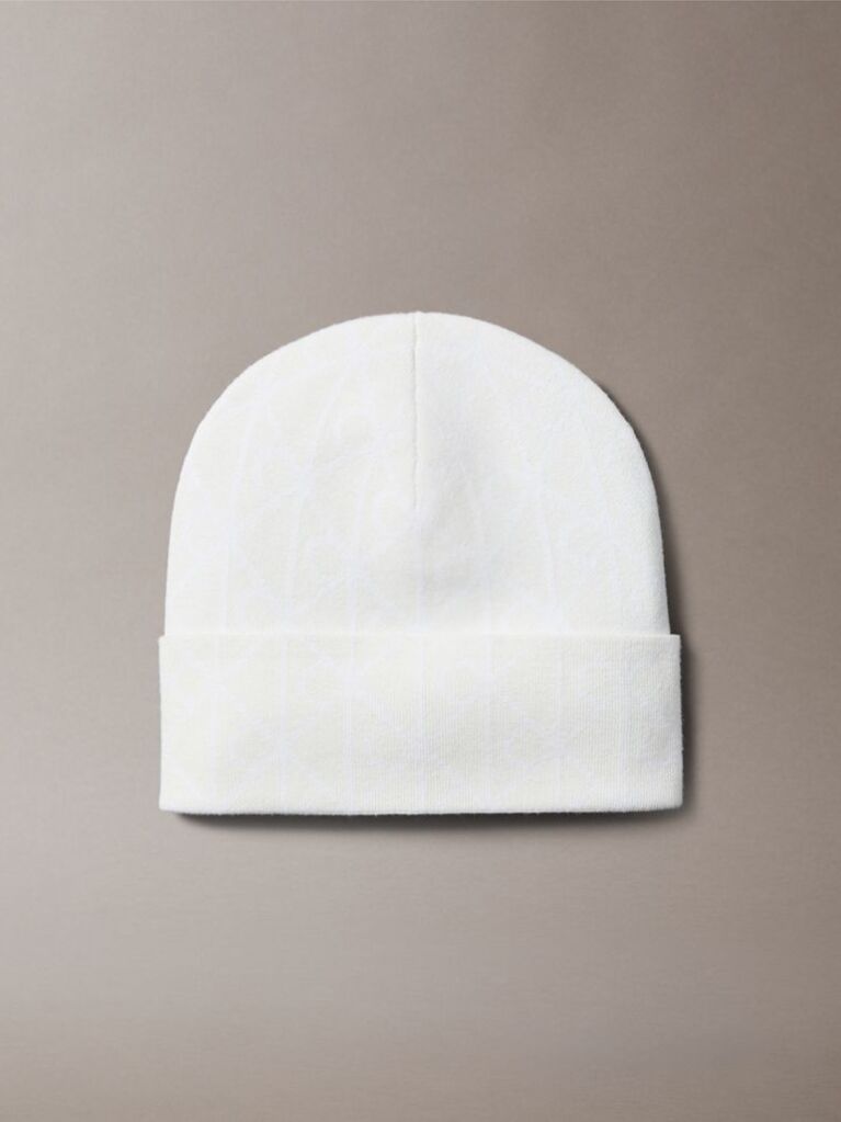 Beige Emblem Logo Beanie  Men