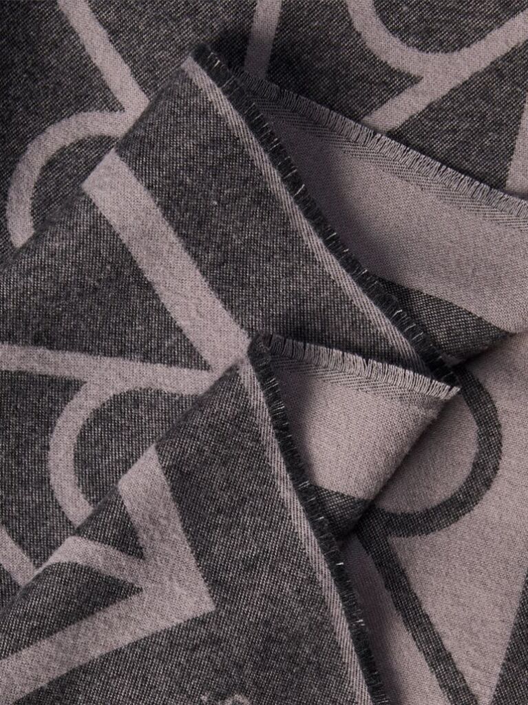 Black Soft Two-Tone Emblem Logo Scarf  Men