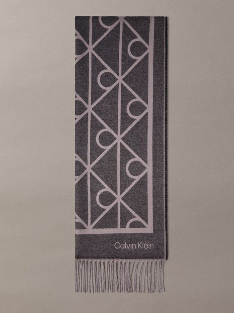 Black Soft Two-Tone Emblem Logo Scarf  Men