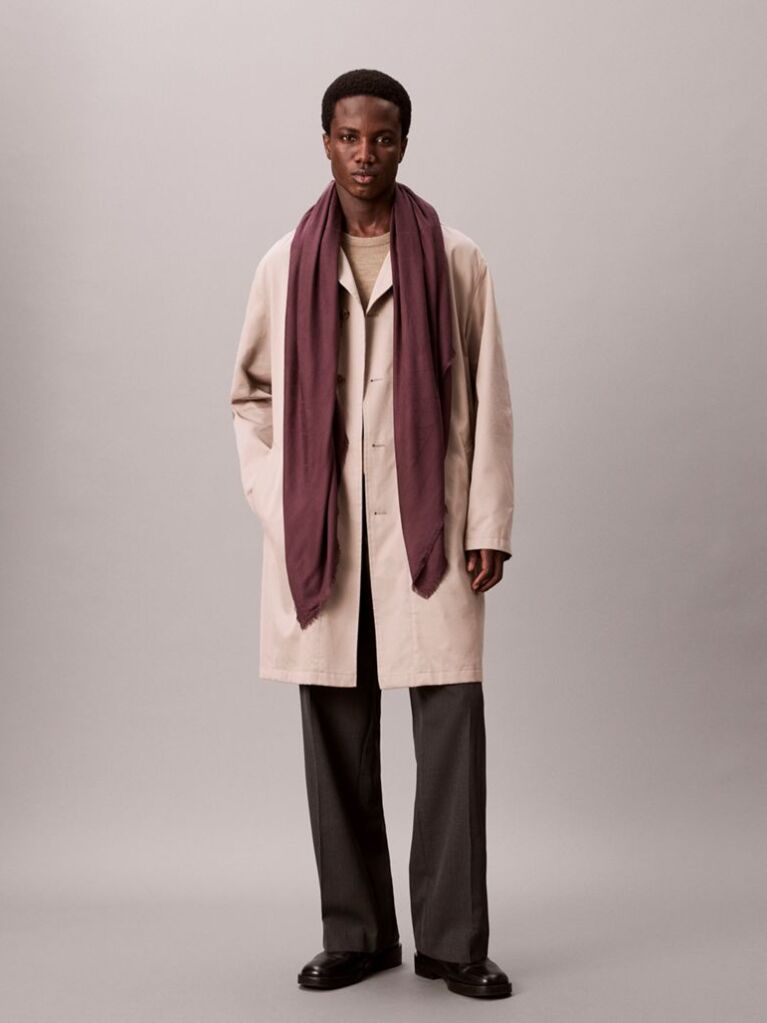 Red Soft Tonal Logo Scarf  Men