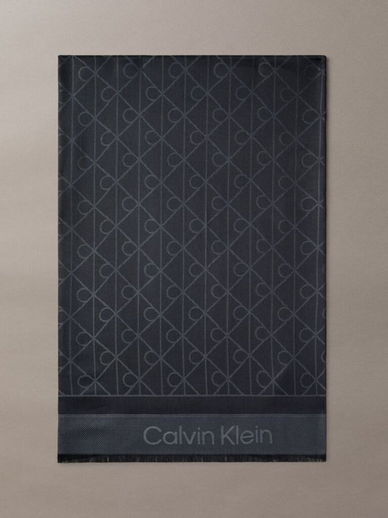 Black Soft Tonal Logo Scarf  Men