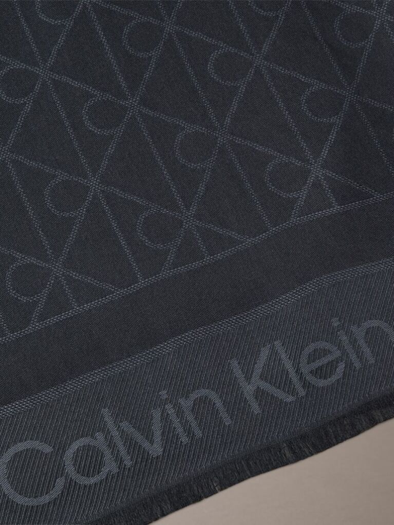 Black Soft Tonal Logo Scarf  Men