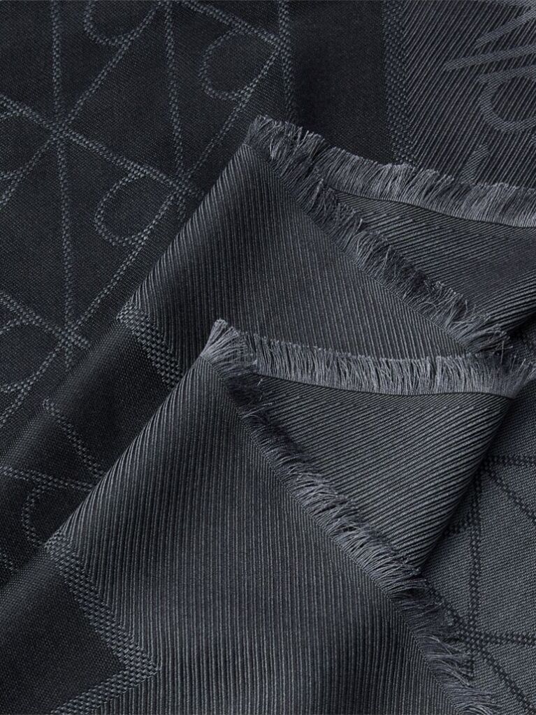 Black Soft Tonal Logo Scarf  Men