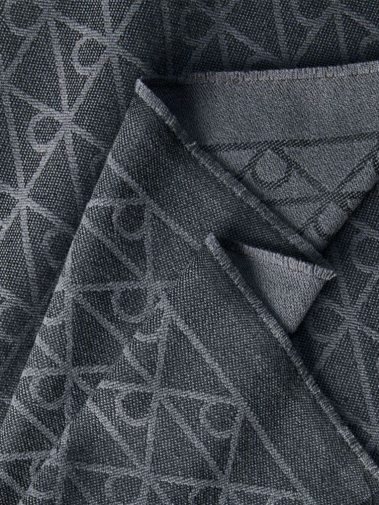 Black Wool Blend Emblem Logo Scarf  Men