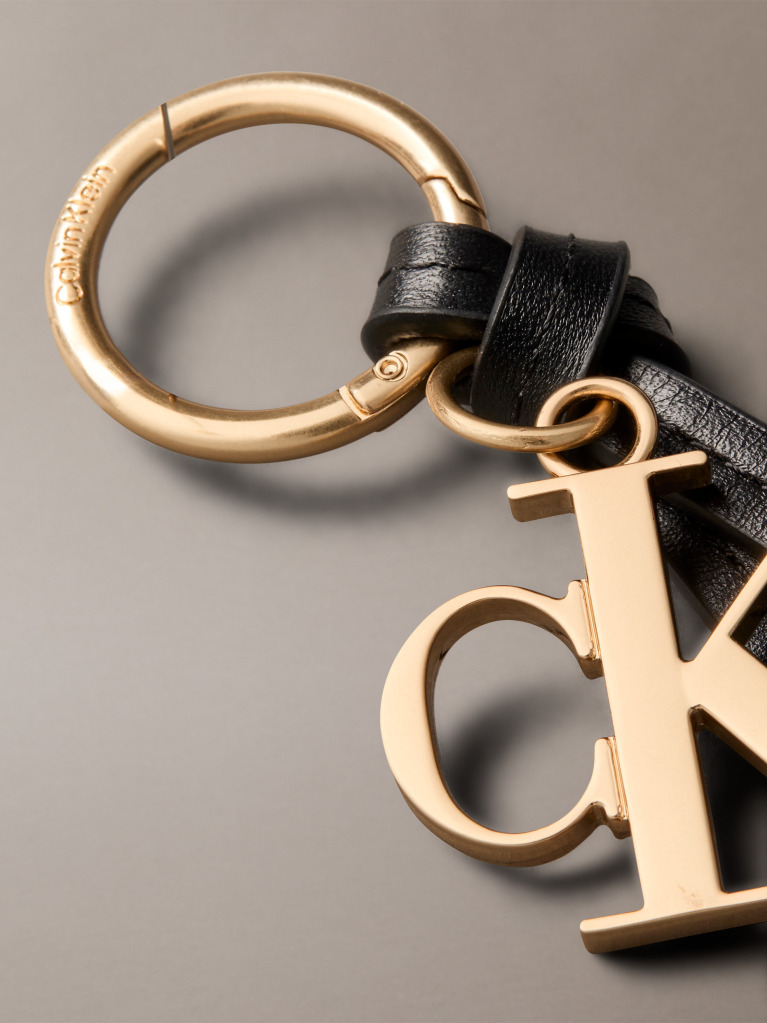 Black Leather Signature Logo Tassel Bag Charm  Women