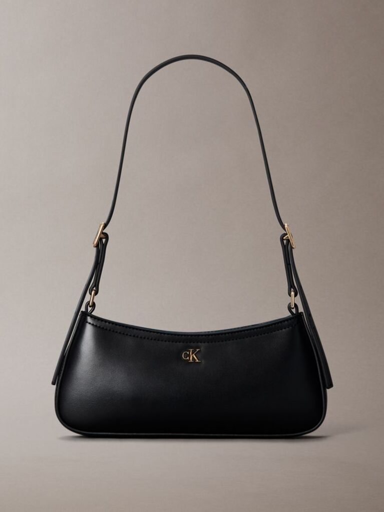 Black Monogram Logo Hardware Shoulder Bag  Women
