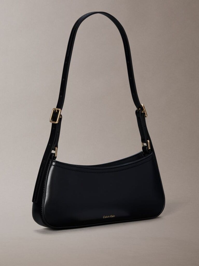 Black Monogram Logo Hardware Shoulder Bag  Women