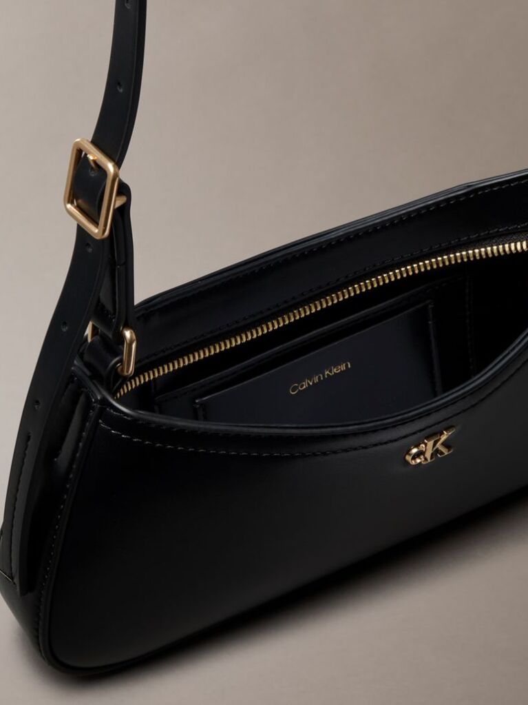 Black Monogram Logo Hardware Shoulder Bag  Women