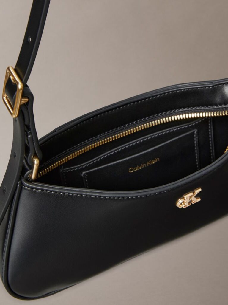 Black Monogram Logo Hardware Shoulder Bag  Women