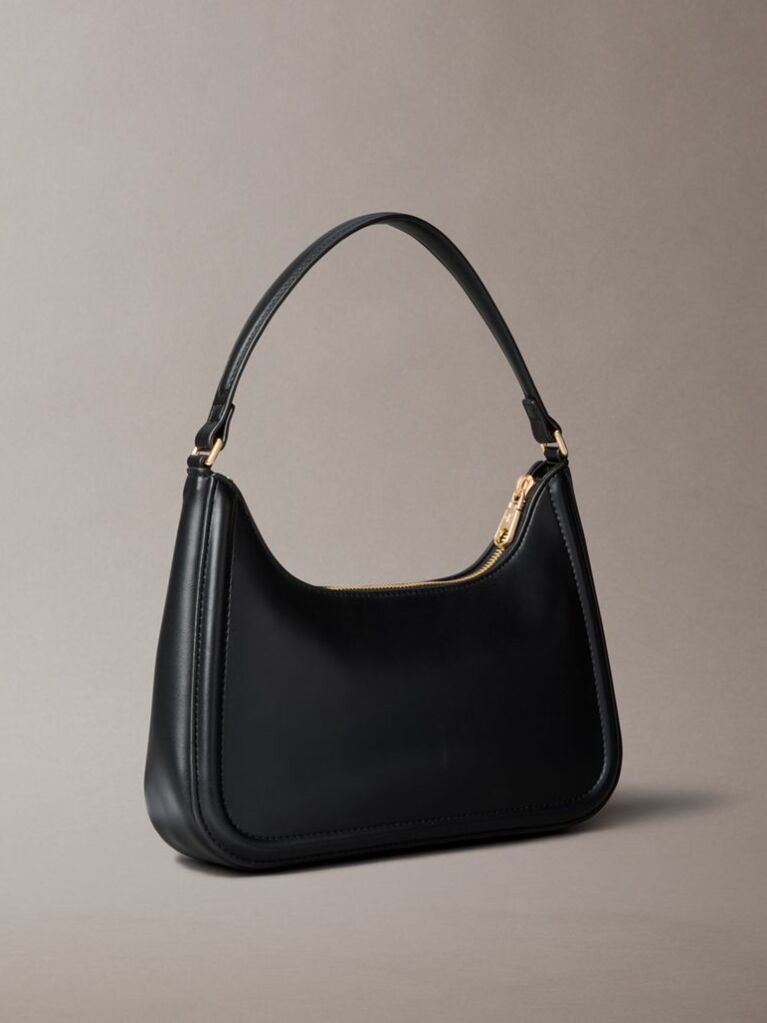 Black Embossed Monogram Logo Shoulder Bag  Women