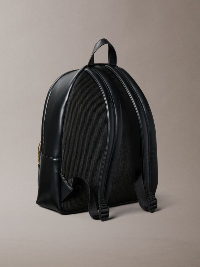 Black Embossed Monogram Logo Backpack  Women