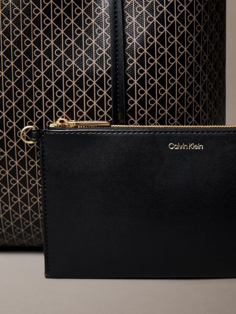 Black Coated Emblem Small Tote Bag  Women