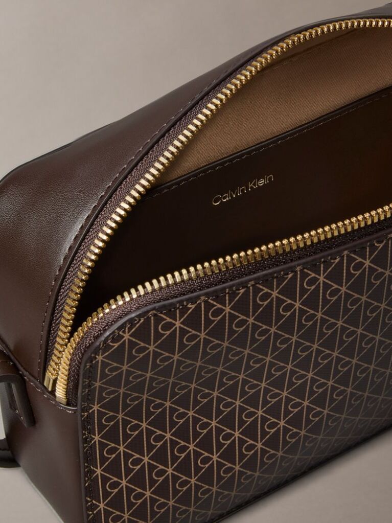 Brown Allover Monogram Logo Camera Bag  Women