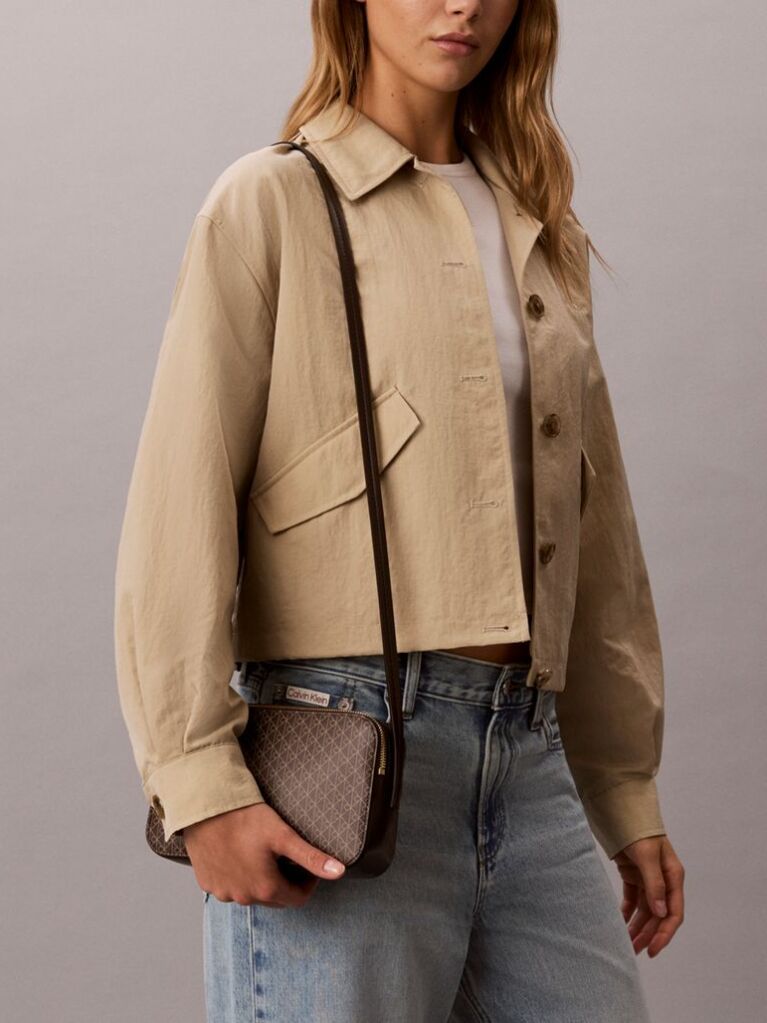 Brown Allover Monogram Logo Camera Bag  Women