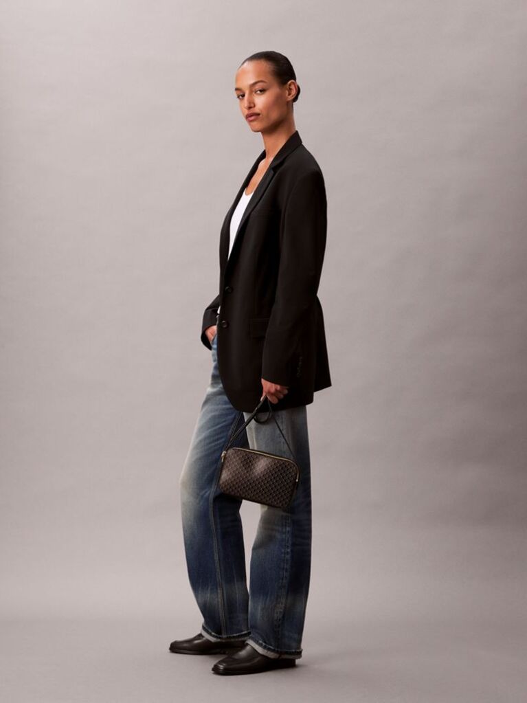 Black Allover Monogram Logo Camera Bag  Women