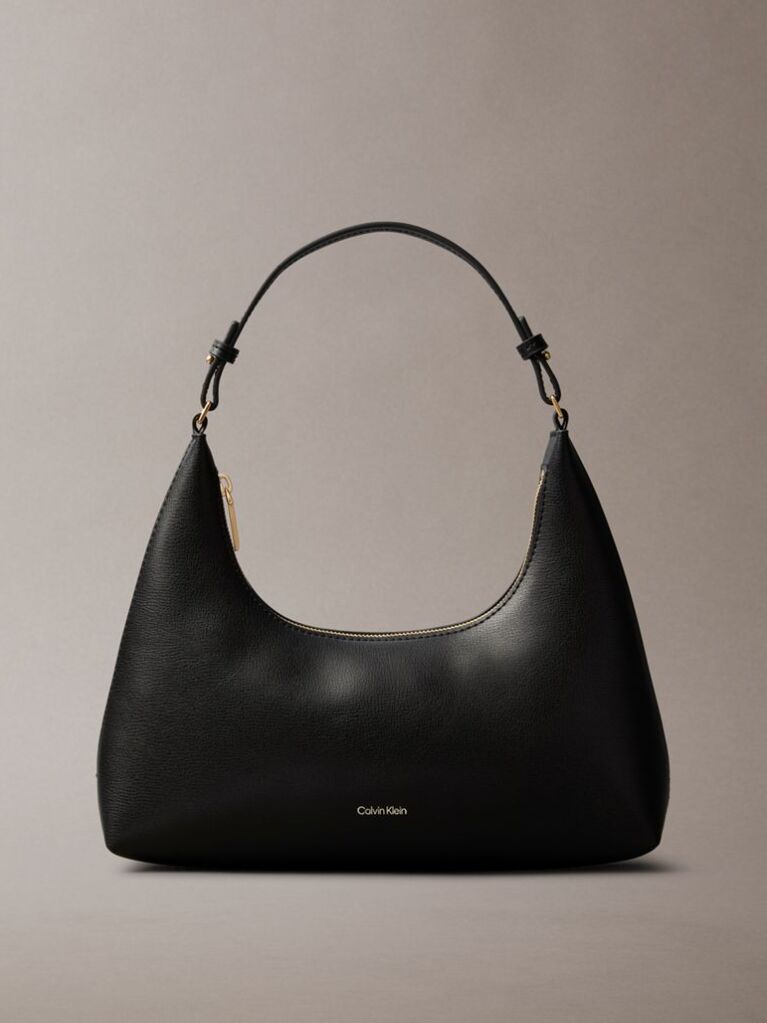 Black Embossed Logo Shoulder Bag  Women