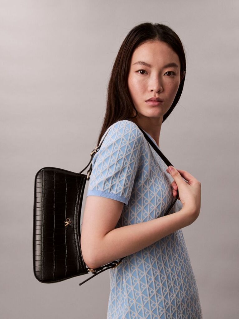 Black Small Croc-Effect Shoulder Bag  Women