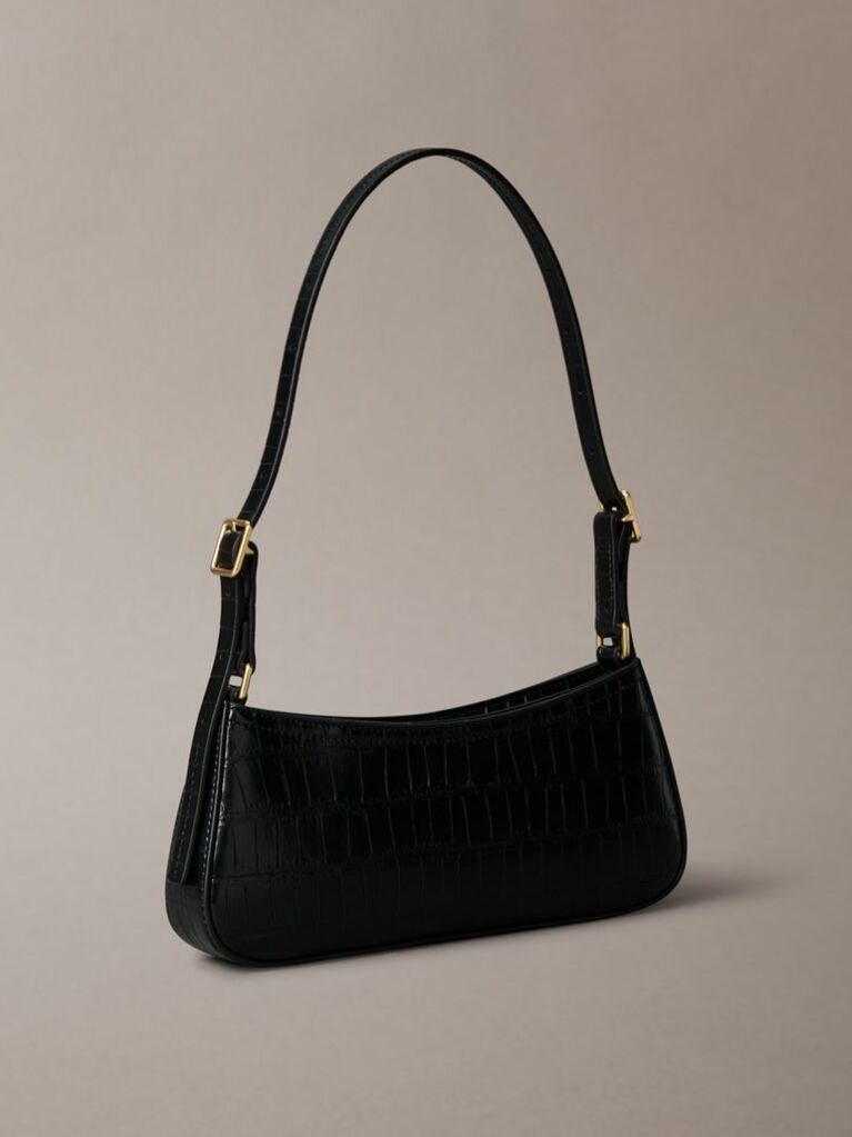 Black Small Croc-Effect Shoulder Bag  Women