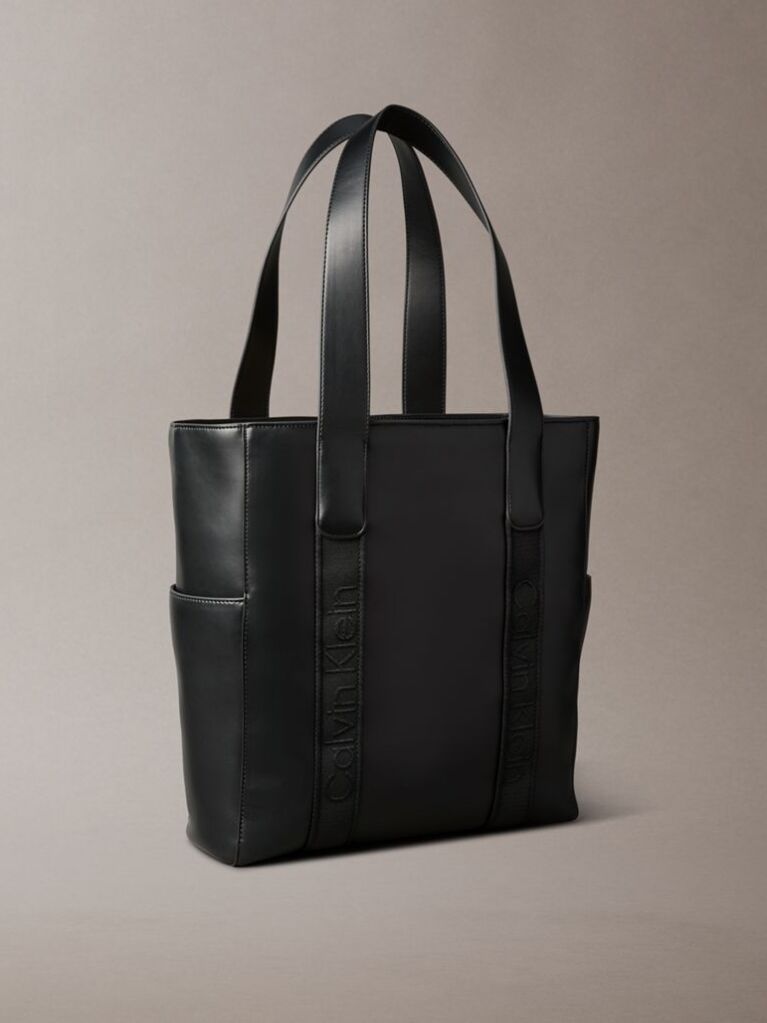 Black Jacquard Logo Laptop Tote Bag  Women