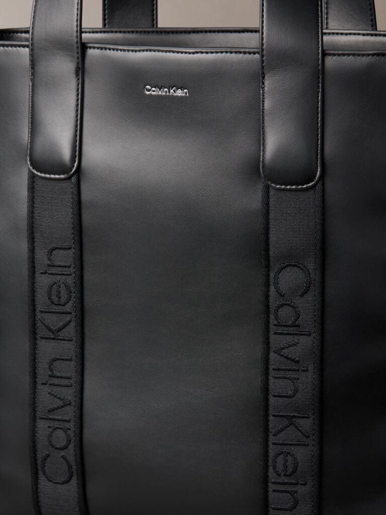 Black Jacquard Logo Laptop Tote Bag  Women