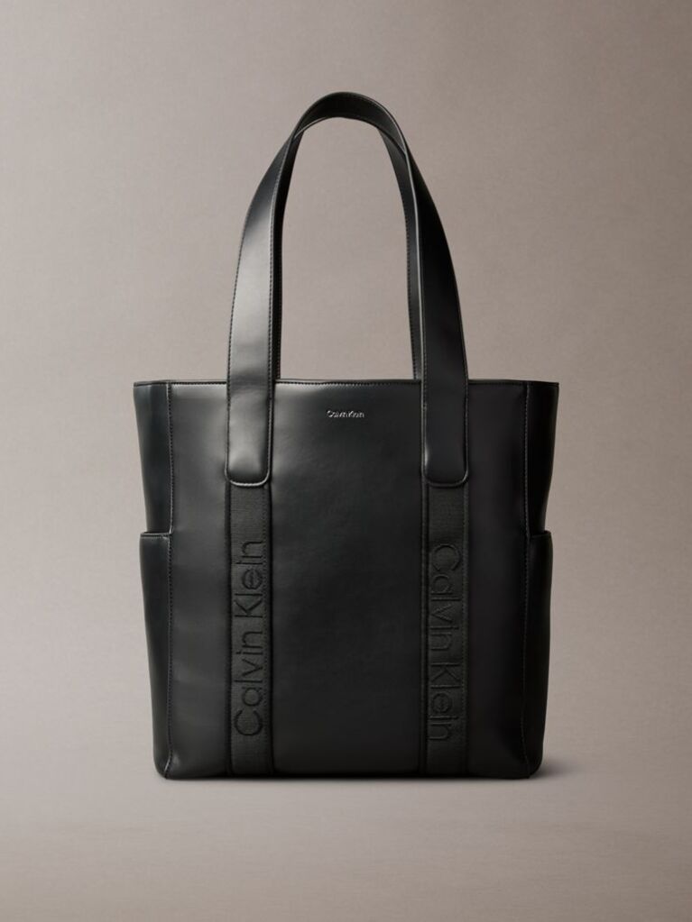 Black Jacquard Logo Laptop Tote Bag  Women