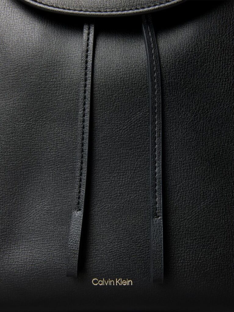 Black Foil Logo Flap Backpack  Women