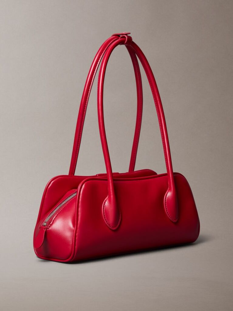 Red Trio Compartment Shoulder Bag  Women