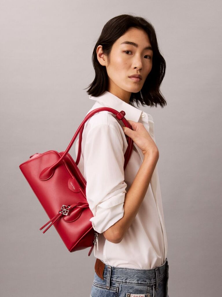 Red Trio Compartment Shoulder Bag  Women