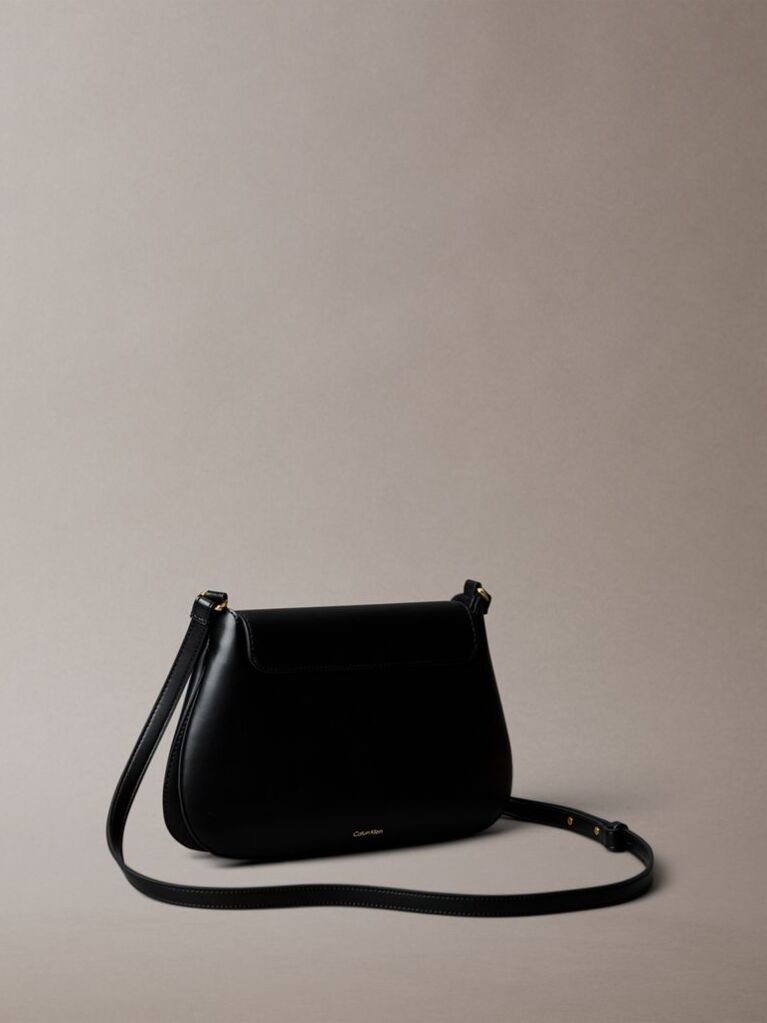 Black Engraved Medium Flap Crossbody Bag  Women