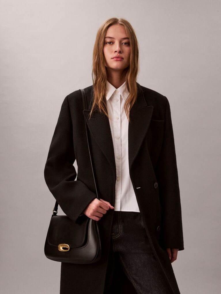 Black Engraved Medium Flap Crossbody Bag  Women