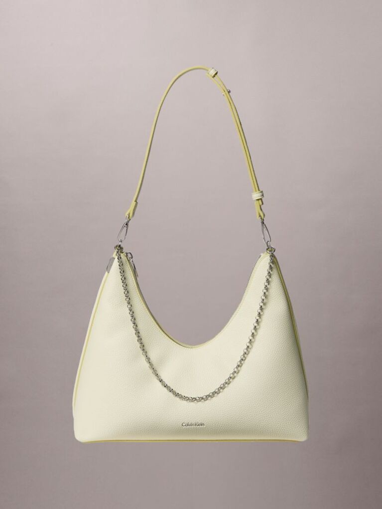 Green Pebbled Jewellery Chain Hobo Bag  Women