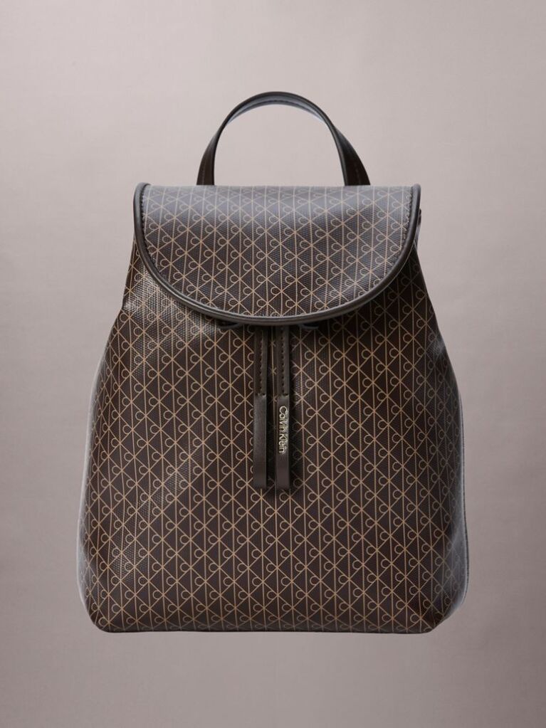Brown Allover Emblem Logo Mini Backpack  Women