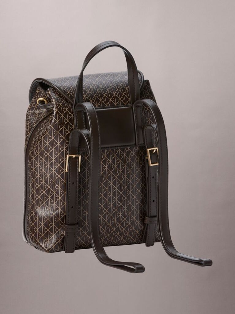 Brown Allover Emblem Logo Mini Backpack  Women