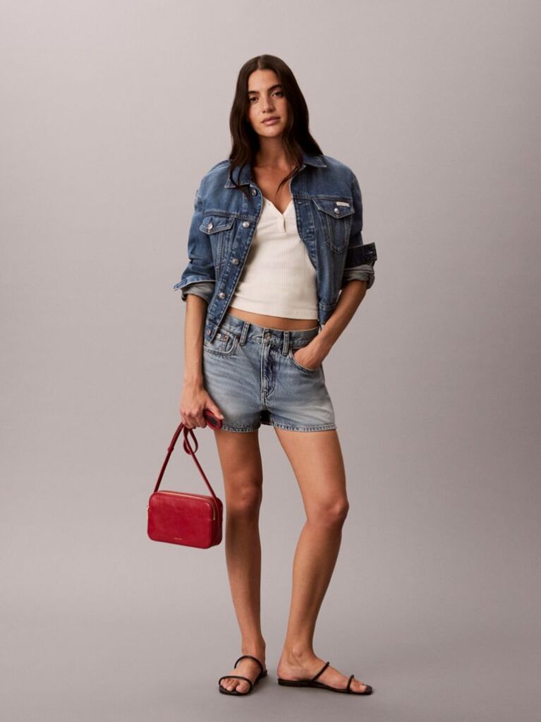 Red Glossy Foil Logo Crossbody Camera Bag  Women