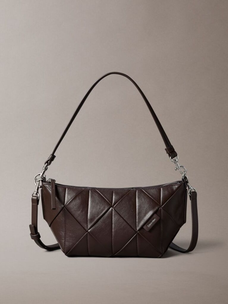 Brown Woven Emblem Shoulder Bag  Women
