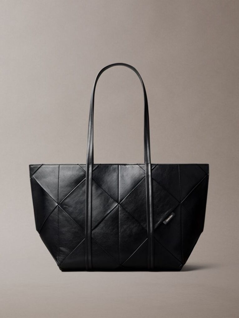 Black Woven Emblem Tote Bag  Women